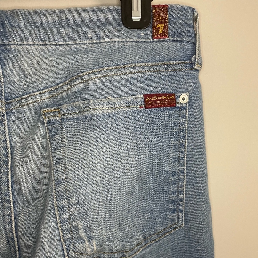 7 For All Mankind Step Hem Distressed Ankle Skinny in Melbourne Sky - Picture 11 of 11